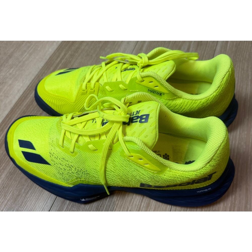 Babolat Jet Mach PKL Men 10.5 Neon Yellow Blue Michelin Pickleball Shoes - Picture 2 of 11